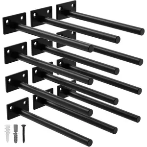 12-Pack 8 inch Floating Shelf Brackets, Hidden Shelf Bracket for Wood, Concealed Blind Shelving Support,Invisible Coated Brackets for DIY Decorative,Fit for Kitchen, Bathroom,Study Room