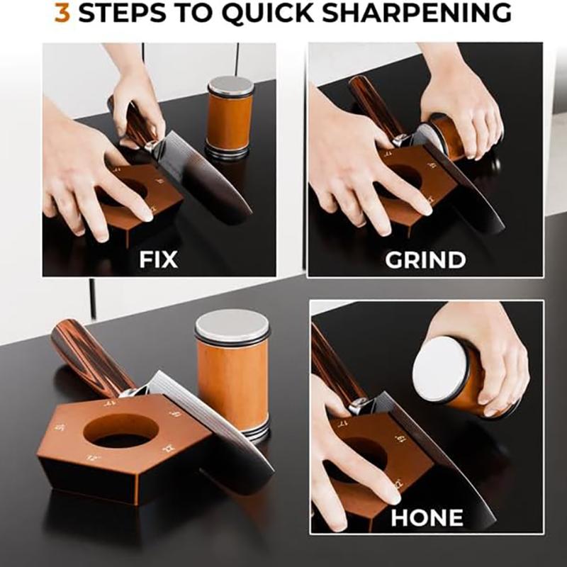 Rolling Knife Sharpener Engineered for Straight Edge and Premium Stone Set for sharpening 5