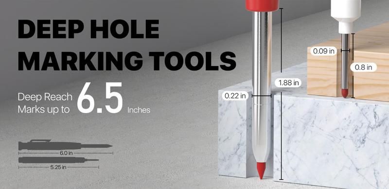 STAGEEK 3 Pack Carpenter Pencil with Sharpener, Mechanical Carpenter Pencils with 39 Refills, Heavy Duty Construction Pencil with Sharpener, Deep Hole Long Nib Marker Pens for Architect Marking - With Case