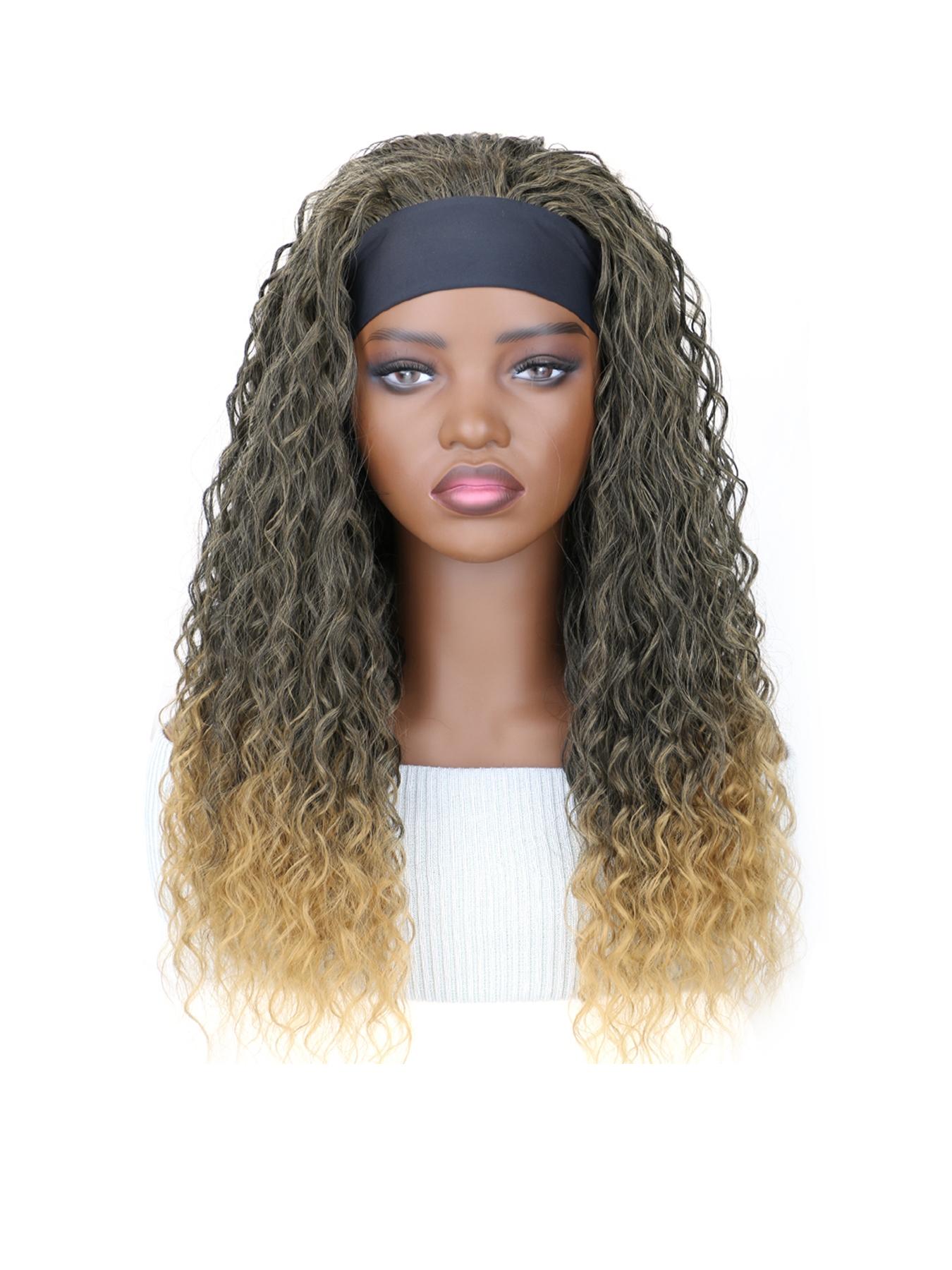 Deep Wave Headband Wig Synthetic Glueless No Lace Curly Wigs For Women Daily Wear Fluffy Effortless Wig