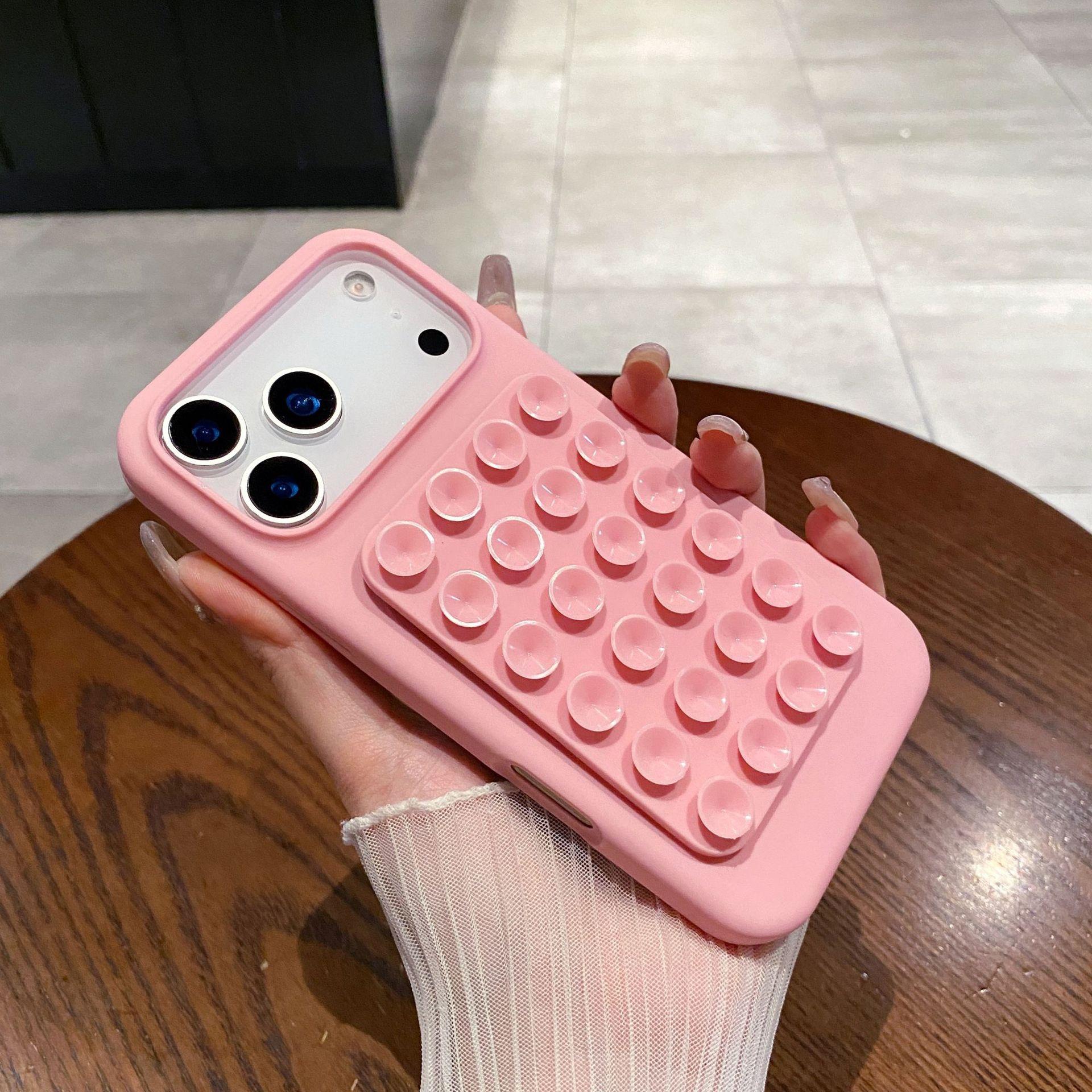 Silicone Suction Cup Holder Phone Case - Multi-Color, Multi-Model Cover Compatible with iOS iPhone Series 14, 14 Plus, 15, 15 Plus, 16, 16 Pro Max, 17 Mobile Phone Accessories
