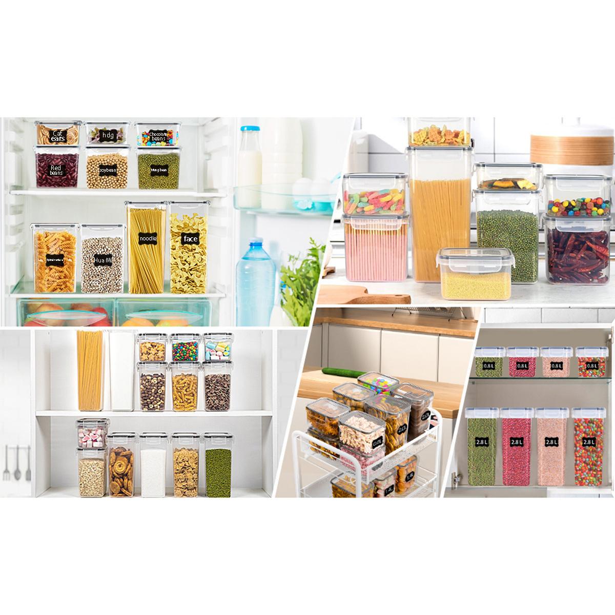 7/15/24-piece set Stackable Airtight Pantry Storage Containers, Leakproof Plastic Food Containers for Flour, Sugar & Cereal