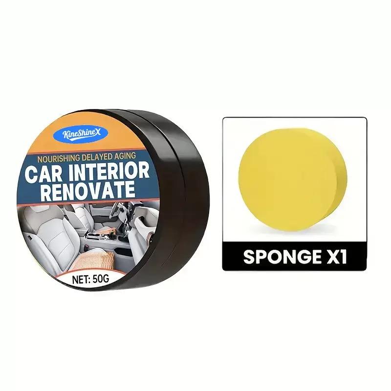2 PCS Multifunctional Car Repair Wax - Scratch Repair, Plastic Refinishing, Gloss Treatment, Anti-Yellowing Protective Coating - Sponge Brush Included - For Car Interior Dashboard, Bodywork, Revitalizing Protective Coating