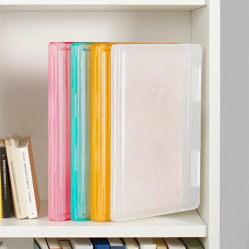 4pcs A4 Transparent Plastic File Boxes, Multi-Layer Portable Waterproof Storage Organizer, Files Organizer, Durable for Office School Home, Includes Theme Labels