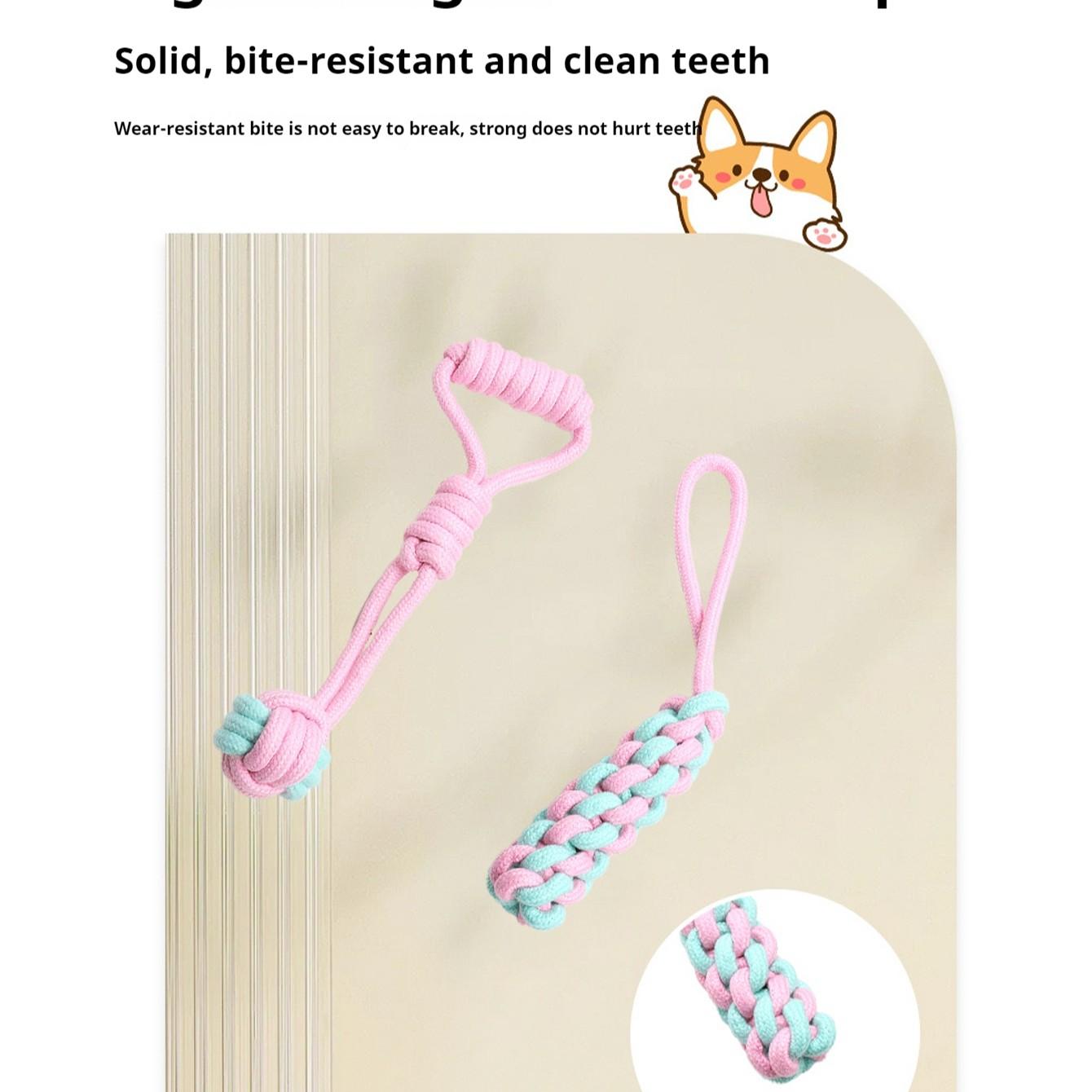 Pet Handmade Rope Chew Toy, Dental Cleaning Teething Biting Toy, Self-Entertainment Puzzle Toy for Small Dogs, Interactive Chewing Toy