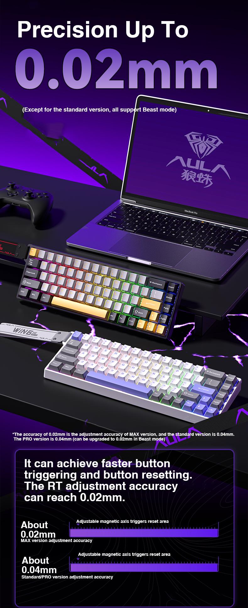AULA WIN60/68 HE Hall Effect Magnetic Switch Gaming Keyboard, Adjustable Actuation, 0.3ms Latency, 8000Hz Polling, Hot-Swappable, RGB Backlighting, 65% Compact Wired Keyboard with Detachable Cable AULA WIN60/68 HE Hall Effect Magnetic Switch Gaming Keyboard, Adjustable Actuation, 0.3ms Latency, 8000Hz Polling, Hot-Swappable, RGB Backlighting, 65% Compact Wired Keyboard with Detachable Cable