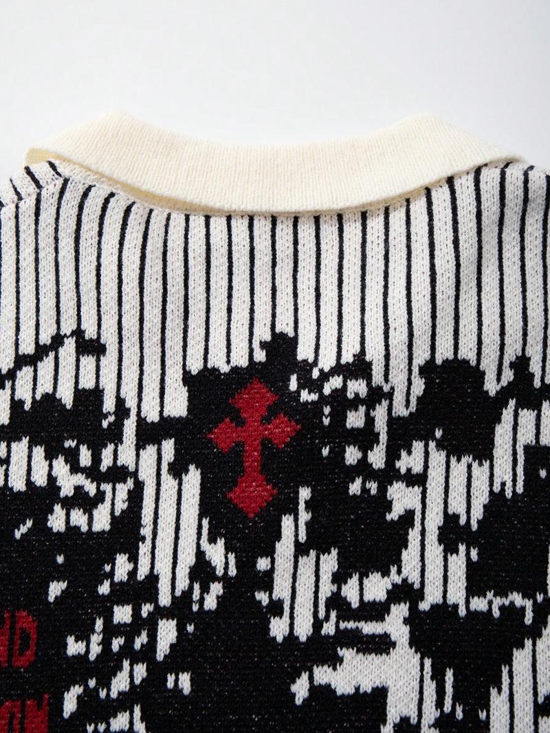 Men's Spring Autumn Winter New Fashion Colorblock Striped Gothic Style Mock Neck Pullover Sweater, Loose Fit Knit Two-Piece Top