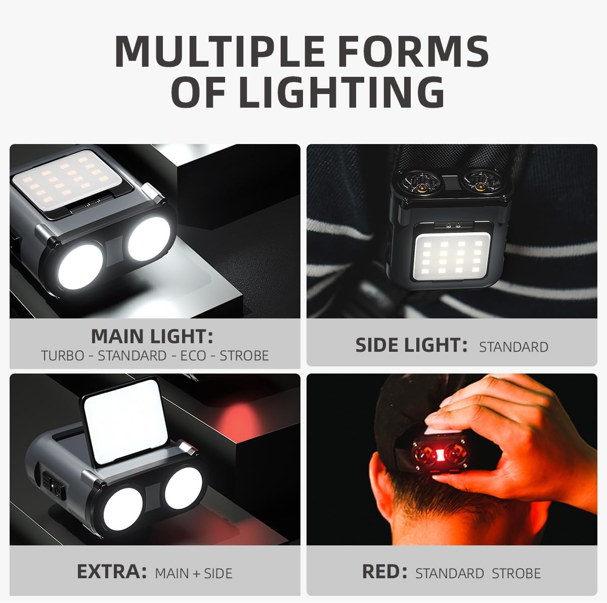 【TikTokShopBlackFriday】WARSUN Headlamp Rechargeable, 90° COB LED Head Lamp with Motion Sensor, 5 Modes & IPX5 Water-Resistant LED Head Light for Night Running, Fishing, Cycling, Camping