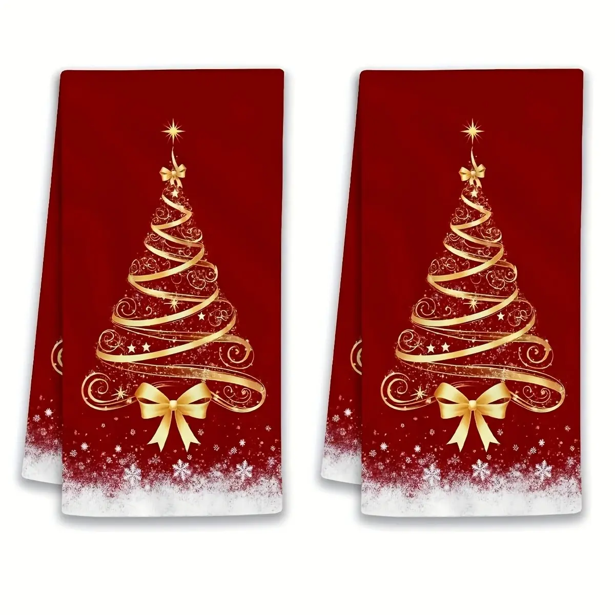 2-Pack Christmas Tree Hand Towels, 40x60 Cm, Soft Absorbent Kitchen & Bathroom Towels, Holiday Gift Idea