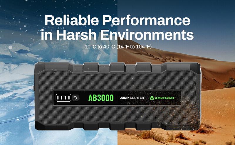 AMPBANK Upgraded AB3000 Jump Starter Portable, 3000A Battery Charger Power Bank ,compatible with 12V cars, SUVs, motorcycles ,lawn mowers