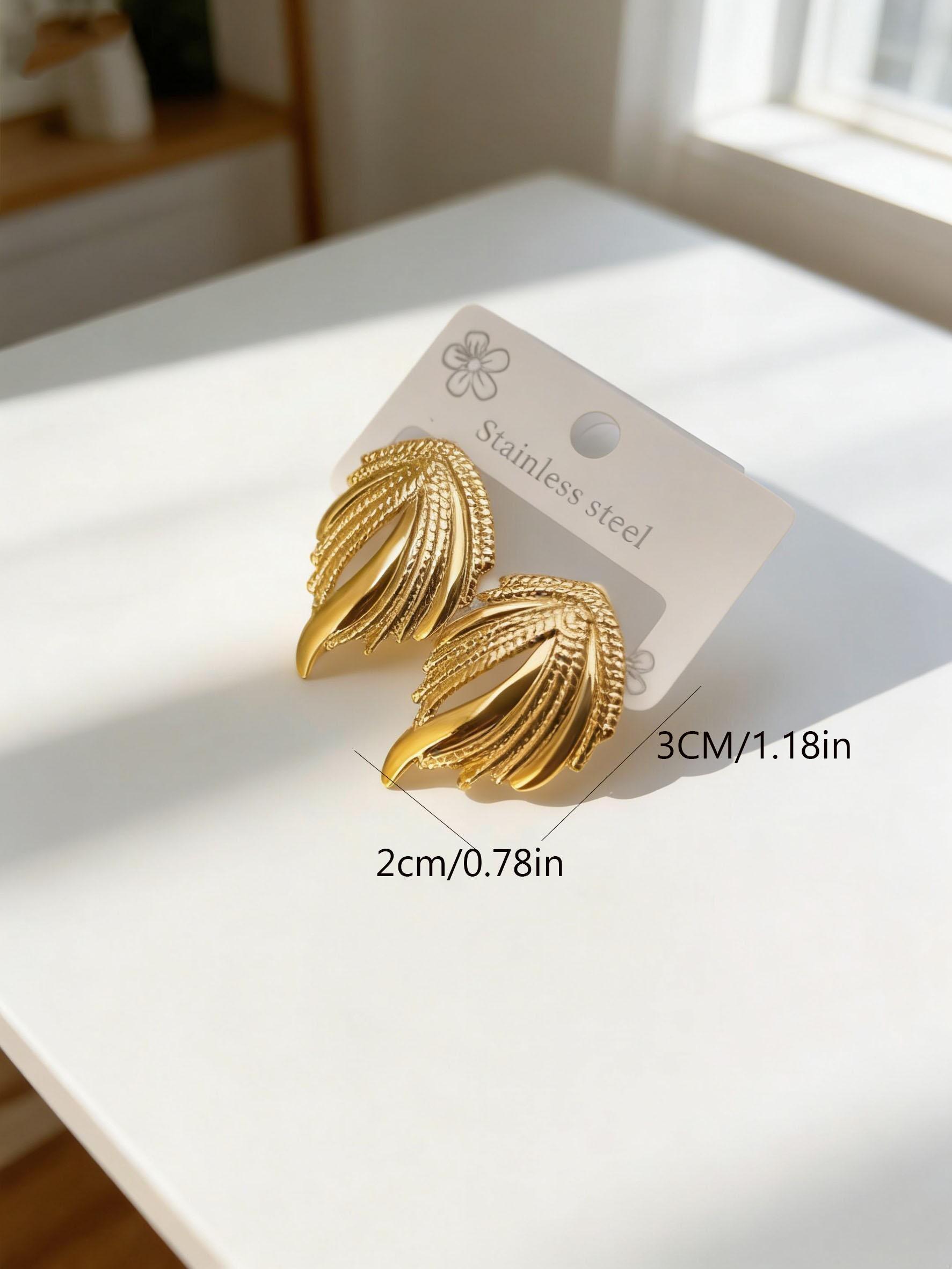 18K Gold Plated Stainless Steel Earrings Multipack, Geometric Triangle Heart Drop Earrings, Lightweight Hypoallergenic Fashion Jewelry for Sensitive Ears