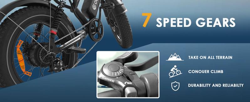 Electric Bike for Adults Peak 1000W, 31MPH,48V 17.5AH, E-Bike,35-45 Miles Electric Motorcycle, 20" Fat Tire Dirt Bike, UL2849 All Terrain for Mountains, Snow, Sand, Road