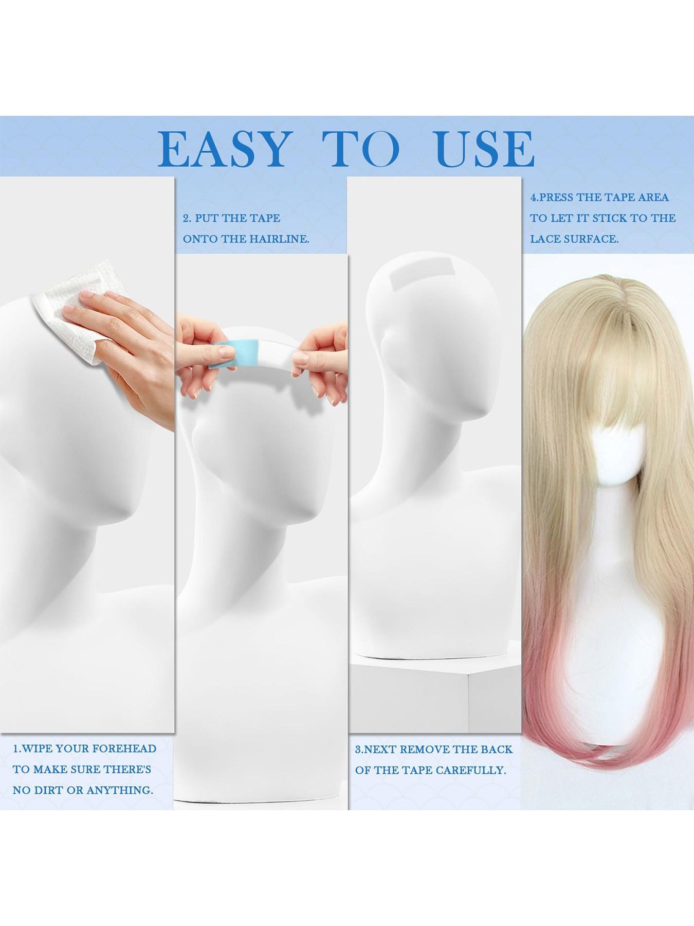 36PCS Double Sided Hair Tape Sticker Strip Adhesive Holder Waterproof for Human Hair Men & Women Toupee Tape Lace Wig Hair System Replacement Extension