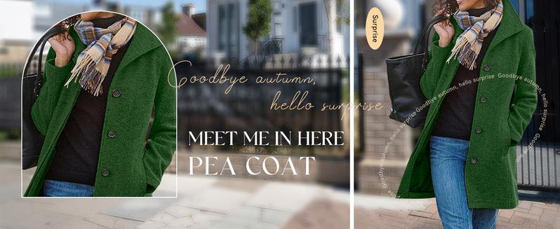 Chouyatou Women's Casual Thicken Wool Blend Stand Collar Single Breasted Pea Coat Womenswear Jackets Women's Elegant