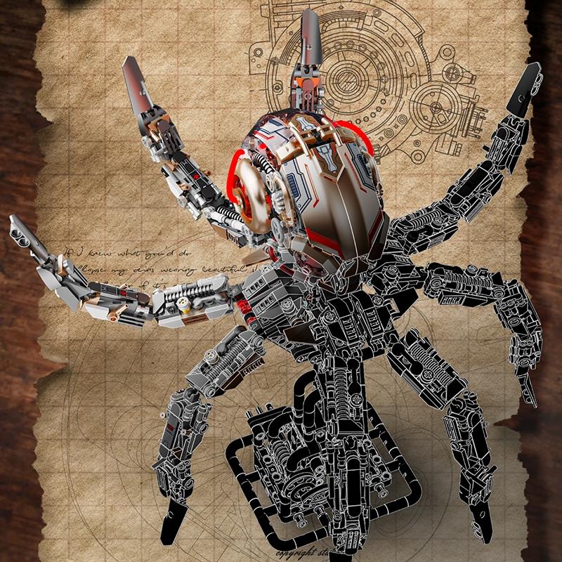 Creative Movable Octopus Model Building Set, MOC Style STEM Learning Toys, Interactive Tentacle Bricks Birthday Present