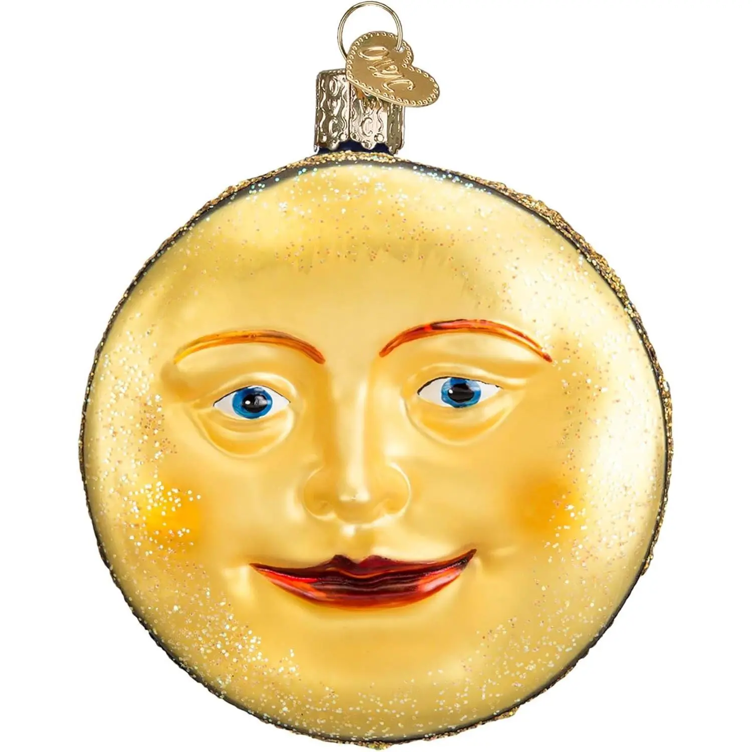 Old World Christmas Man in the Moon Glass Blown Ornament for Christmas Tree, Handcrafted Holiday Decoration, Outer Space Collection