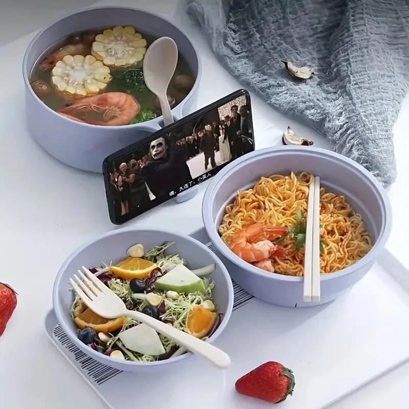 4-Piece Ramen Bowl Set, Microwave Safe Noodle Bowls & Chopsticks, Dishwasher Safe, Essential for Dorms, Quick Ramen Solution, Kitchen Bowls, Tableware