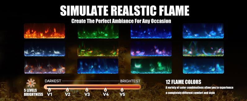 PUKAMI 70" Modern Fireplace TV Stand with 36" Electric Fireplace for TVs Up to 80 inch, Luxury LED Light Entertainment Center with High Gloss Cabinet, TV Consoles for Living Room