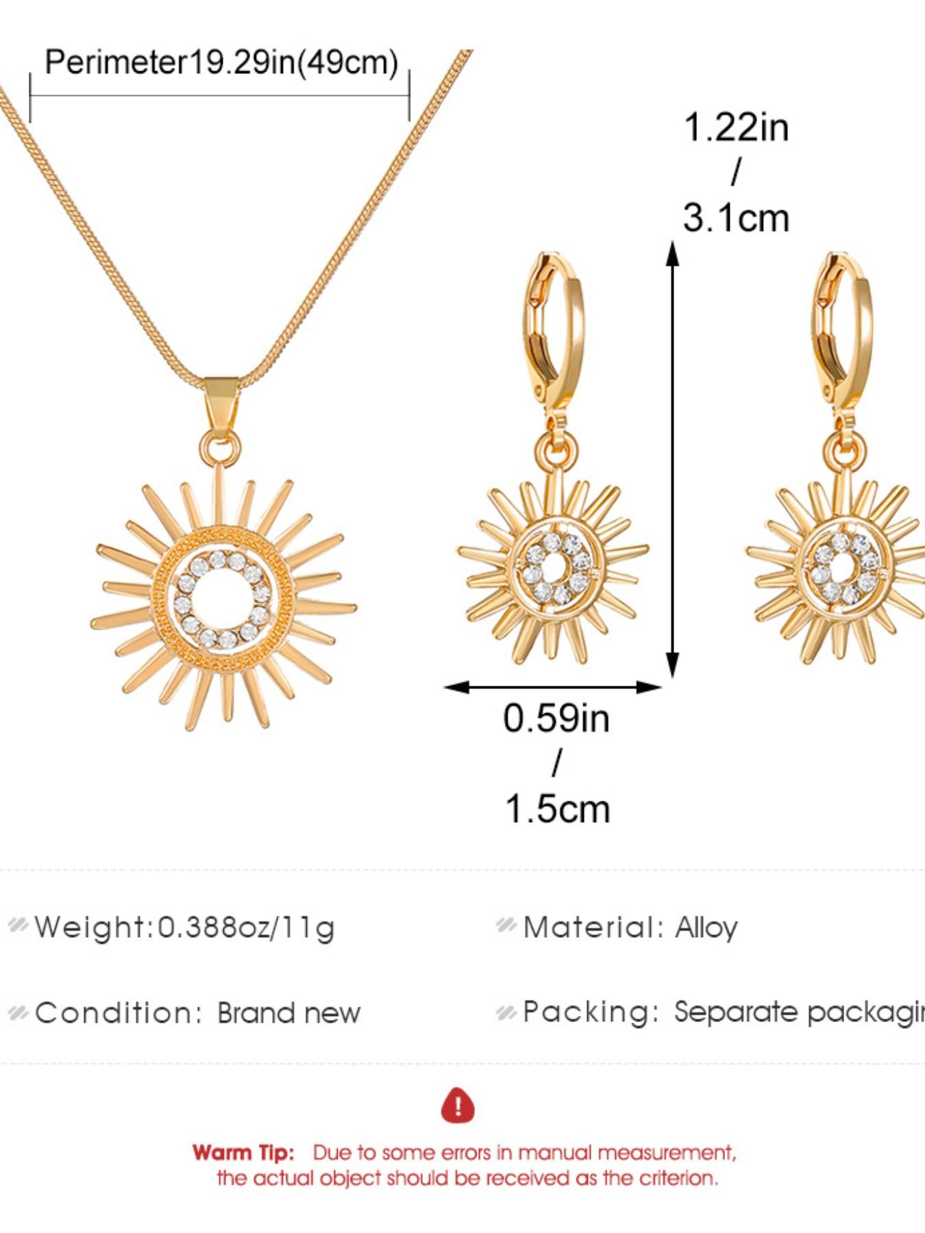 Sunflower Pendant Necklace Earrings Set, Micro-Set Zircon, Elegant Women's Jewelry, Perfect for Evening Parties, Long-Lasting, Luxury Gift