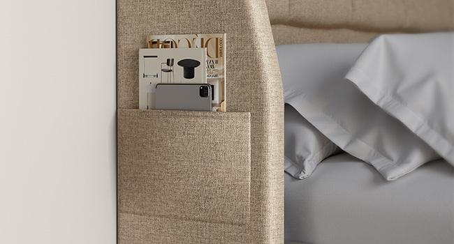 【SPOTLIGHT DAY】ONBRILL Ergonomic Upholstered Full/Queen Size Headboard w/Charging Station, Linen Wingback Headboards w/Storage Pocket, Full Headboard Only, Bed Frame Adapters, Sturdy Solid Wood Bed Head Board