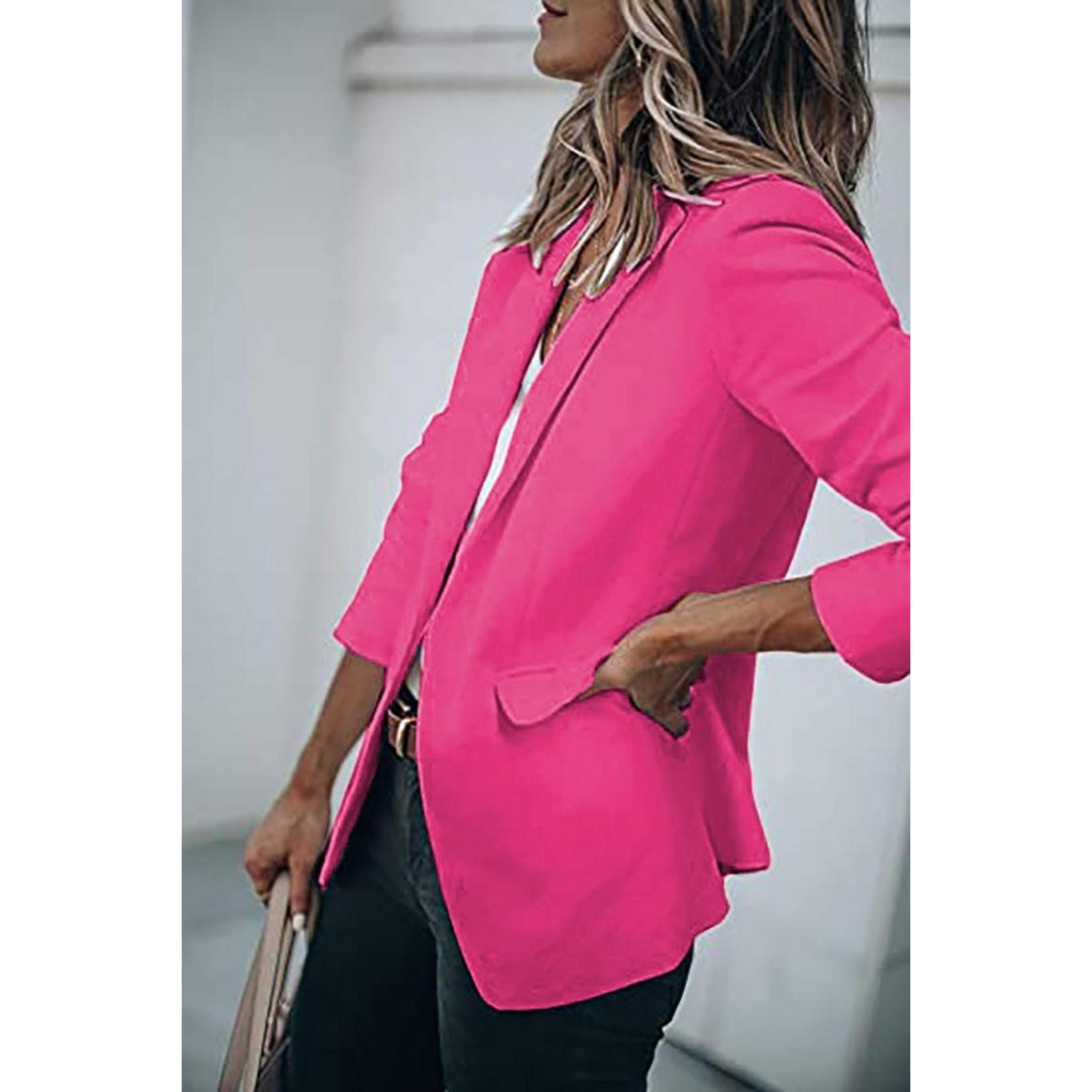 2025 Autumn Women's Fashion Elegant Long Sleeve Jacket Solid Color Suit Collar Loose Single-Breasted Women's Blazer