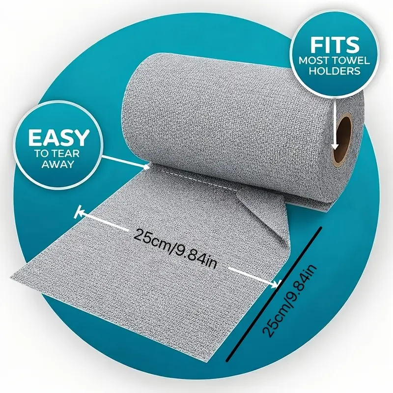 50-Pack Thickened Microfiber Cleaning Cloths, Highly Absorbent, Lint-Free, and Non-Shedding Wipes, Reusable Disposable Towels for Both Wet and Dry Use, Suitable for Home, Kitchen, Car, and All Rooms, Convenient Rolled and Tear-Off Multi-Purpose