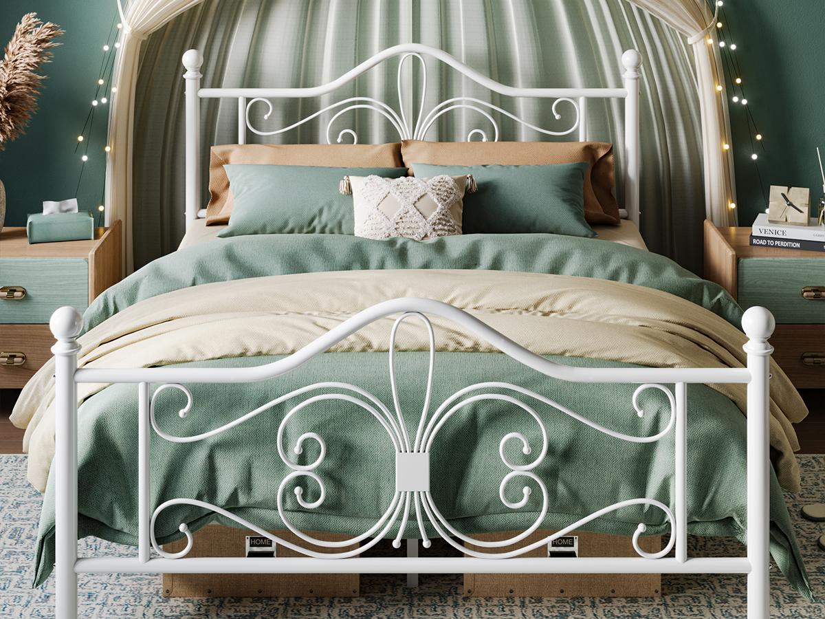 HOOMIC Metal Platform Bed Frame【Frame Only No Mattress】with Charming Butterfly Design, No Box Spring Required,White/Black,Twin/Full/Queen