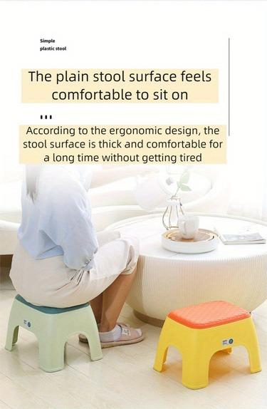 1pc Luxury Leather Texture Plastic Stool, Non-Slip Load-Bearing Home Living Room Bathroom Seat, Stackable Space Saving Camping Portable Chair