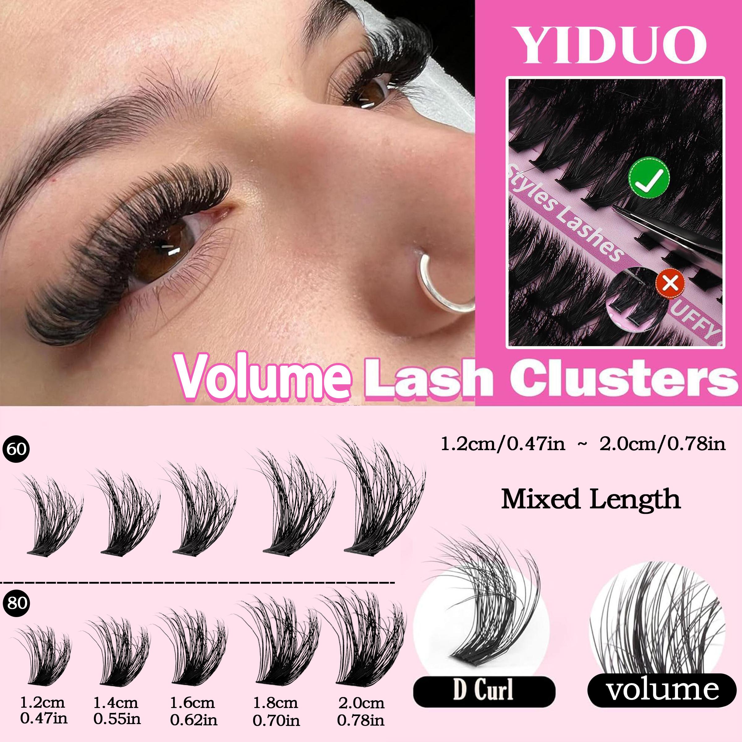 520 Pcs Volume Lash Clusters Kit 60D+80D Thick Volume Lash Extension Kit 12-20mm Wispy Individual Lash Kit with Seal, Remover, Lash Applicator, Eyelash Extension Glue, Eyelash Tools for Beginners and Proficient, DIY at Home Easily