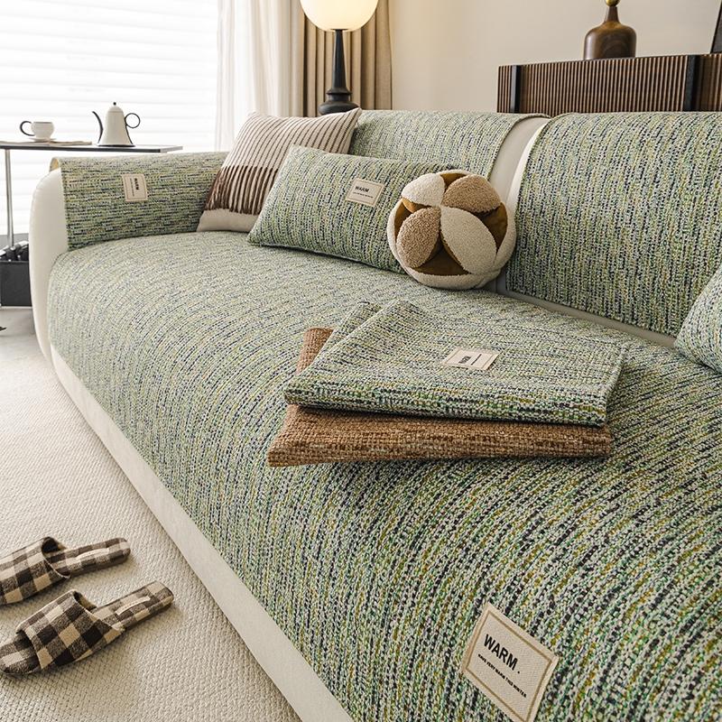 1pc Warm Label Chenille Sofa Cover, All Season Non-Slip Sofa Slipcover, Pet-Friendly Furniture Protector, Machine Washable Couch Mat for Living Room Home Decor