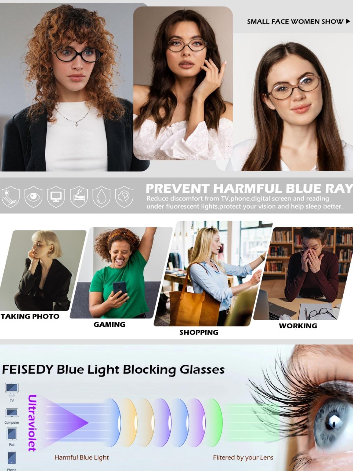 FEISEDY Vintage Oval Glasses for Women Men Retro Tortoise Blue Light Blocking Glasses Small Fake Nerd Eyewear Frames B0254