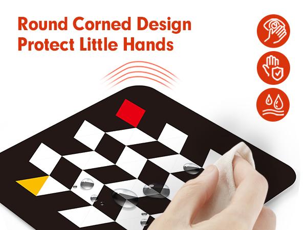 hahaland Flash Cards Baby Visual Stimulation Cards for 0-3-6-12-36 Months, 0-3 Months Infant Newborn Tummy Time Toys Gifts 6''×6'' Large for Sensory Development Black White Card Set