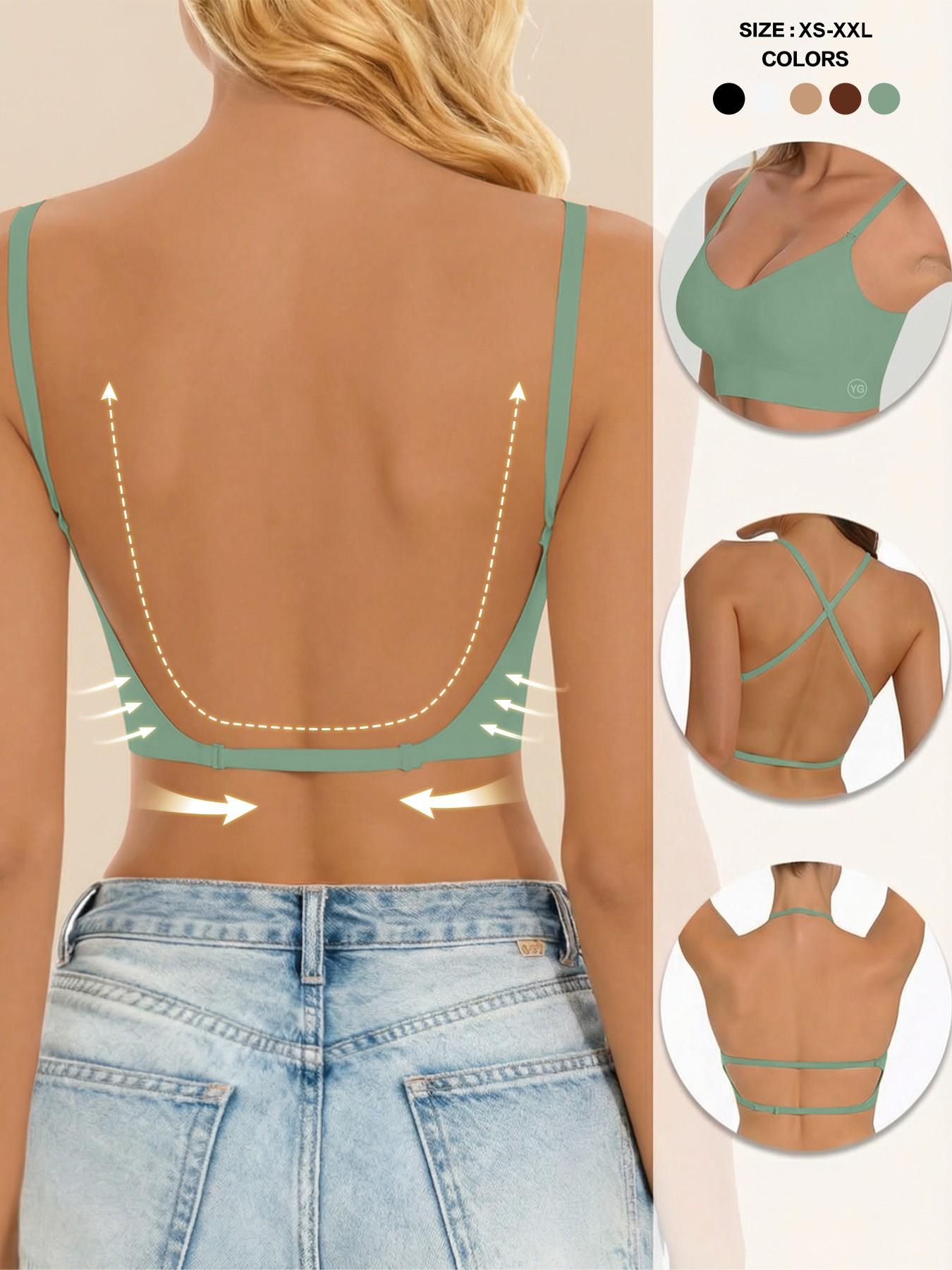 Women's Seamless Backless Bra, Multi-Strap Convertible Strap Wireless Push-Up Bra, Suitable for Wedding Dresses and Party Gowns