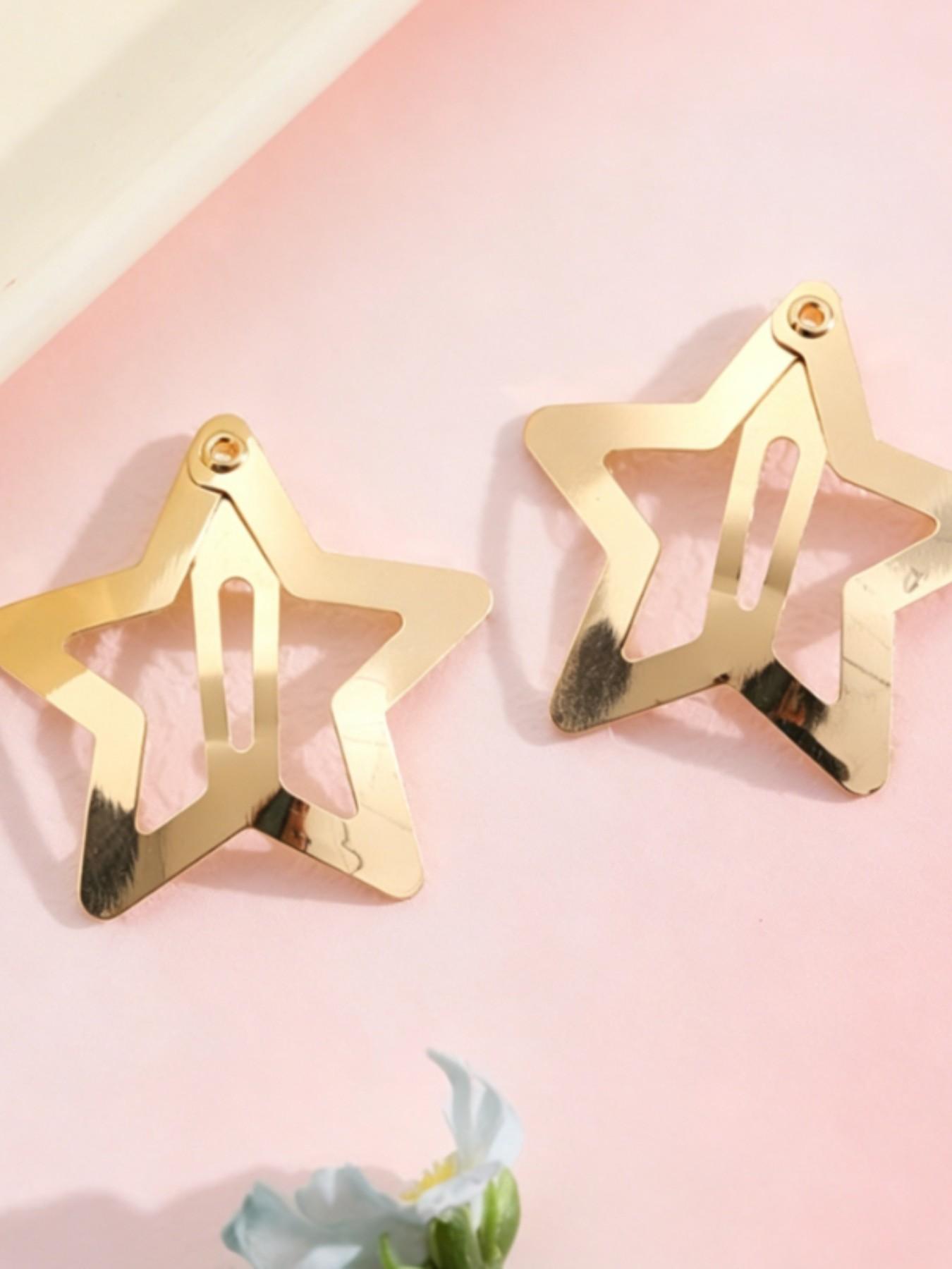 10 Pcs Women's Star Bb Clips, Fashionable Simple Shiny Design Hair Accessories, Versatile for Daily Use, Office, Dates, Parties