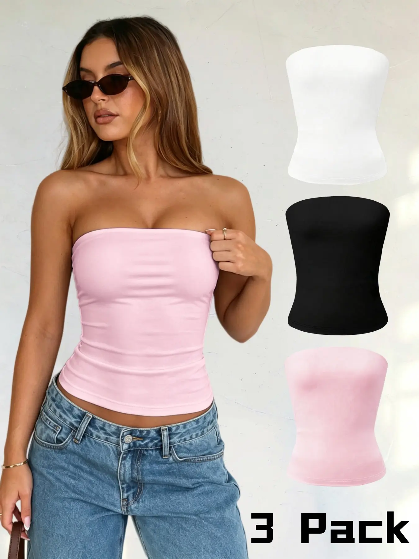 Women's Strapless Solid Top, Minimalist Casual Fashion Wear, Slim-Fit Sleeveless Shirt, Comfortable Trendy Choice for All Seasons