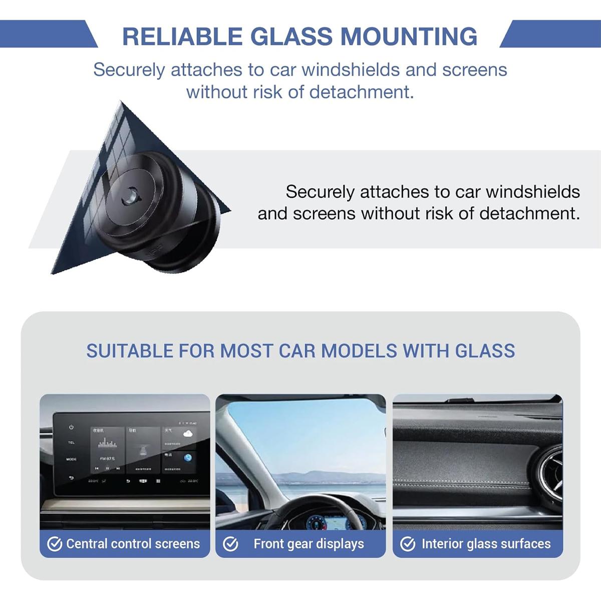 360° Rotatable Magnetic Car Phone Holder, Car Navigation Holder,Vacuum Glass Mirror Adsorption Magnetic Suction Cup Car Phone Mount,Car Mount One-Click Disassembly for Glass, Screens, Wall Tiles, Most Surfaces (Black/Silver), Christmas Gift