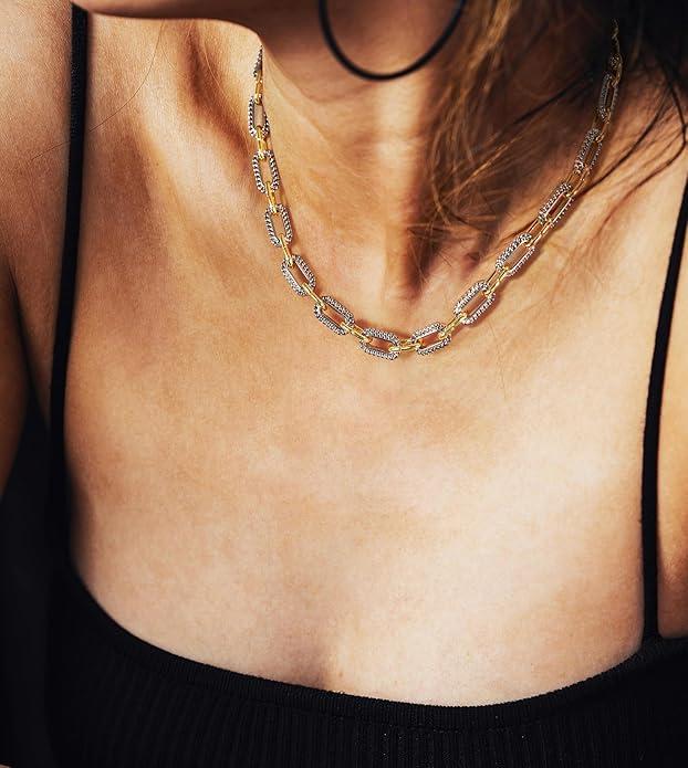 Aprilery Trendy Two-Tone Chain Necklace for Women - 18.9 Inch Silver & Gold Link Design, Hypoallergenic & Durable, Perfect Gift for Special Occasions Aprilery Trendy Two-Tone Chain Necklace for Women - 18.9 Inch Silver & Gold Link Design, Hypoallergenic & Durable, Perfect Gift for Special Occasions