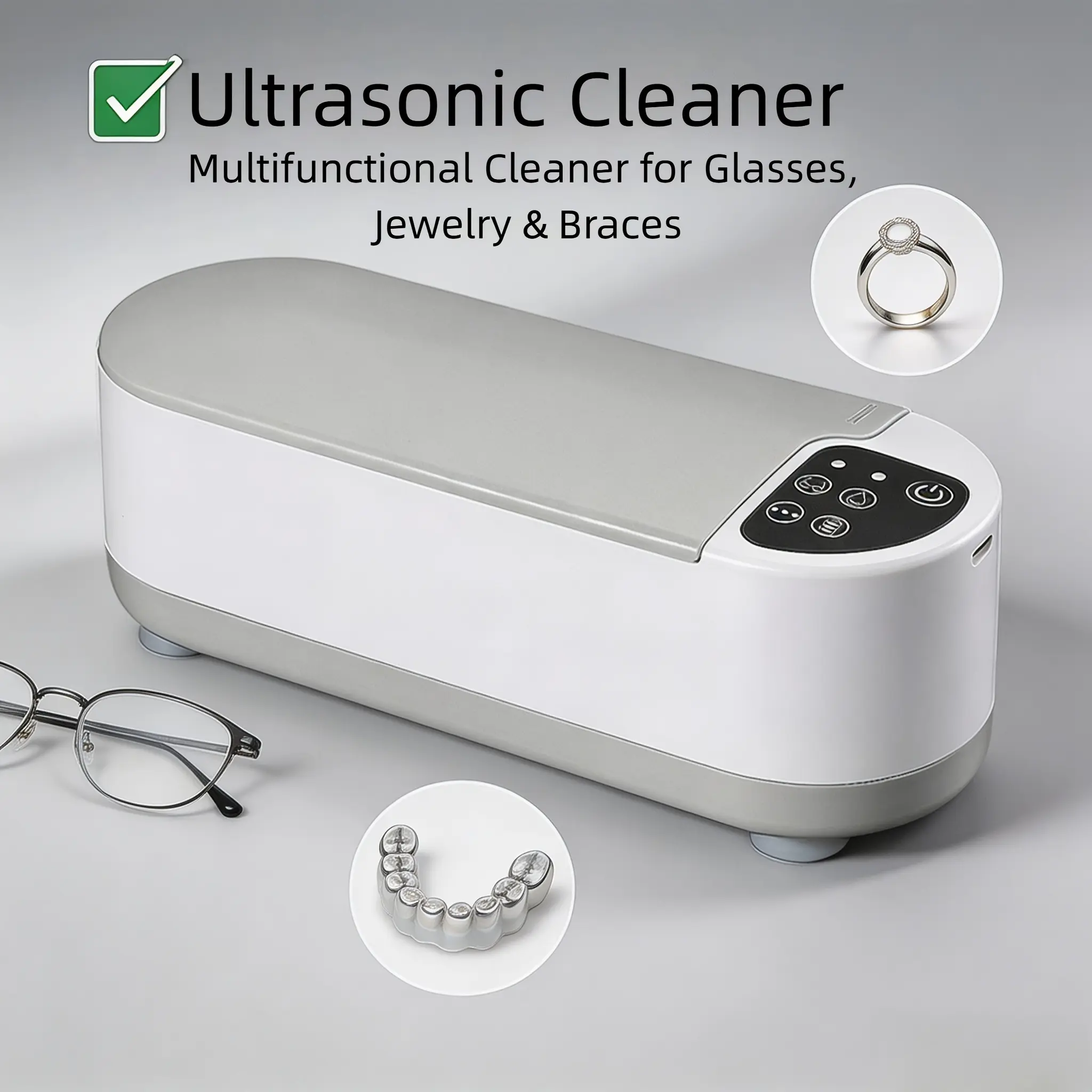 Portable Ultrasonic Cleaning Machine, High-Frequency Ultrasonic Cleaning Device, Suitable for Glasses, Jewelry, Watches, Dentures, Mouthguards, Orthodontic Appliances, Home Mini Electric Deep Cleaner, Ultrasonic Cleaning Machine