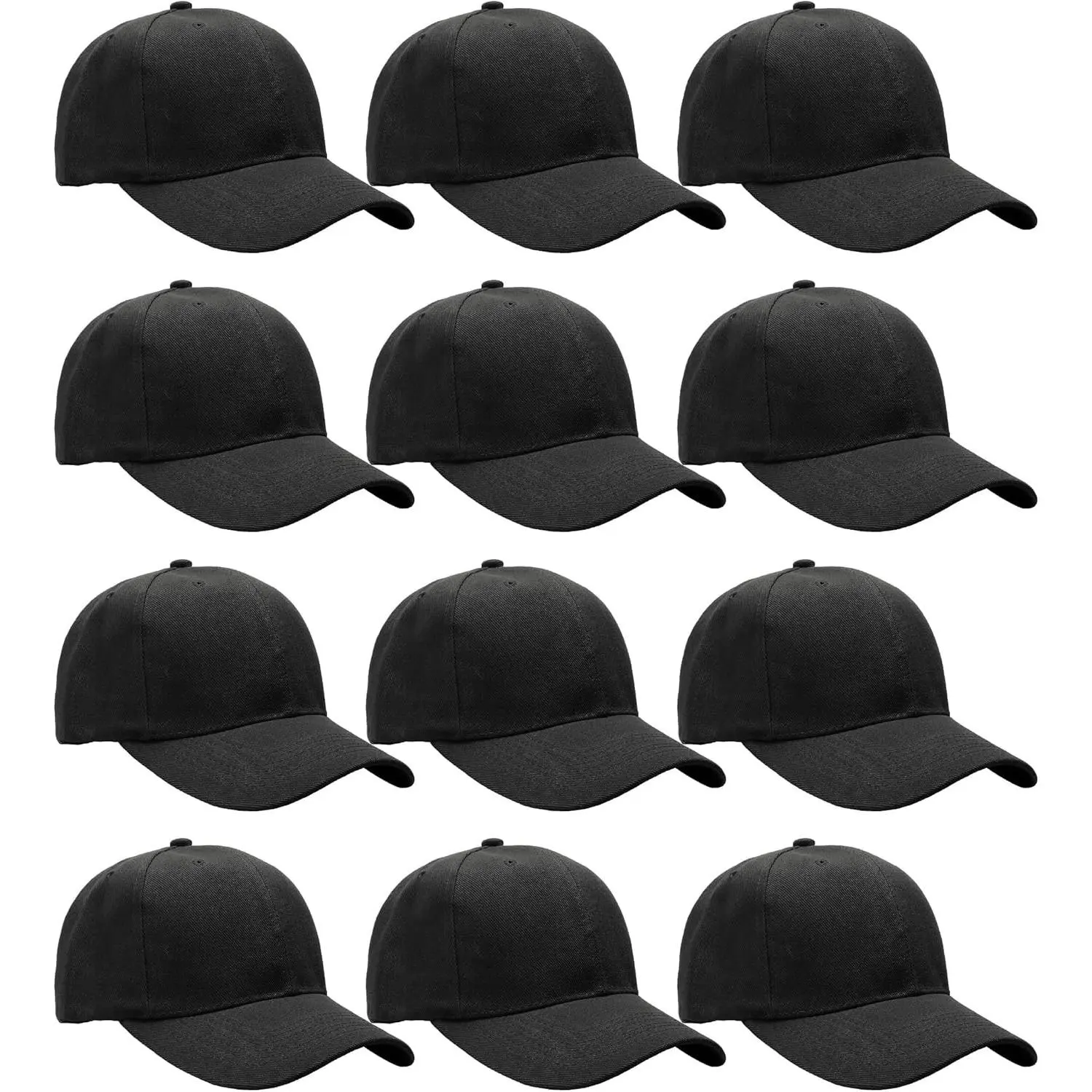 Wholesale Bulk Lot 12-Pack Adjustable Plain Blank Solid Color Baseball Caps(Gift)