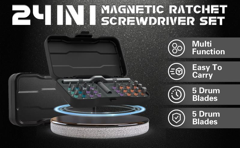 24-in-1 Magnetic Precision Screwdriver Set , Precision Ratchet Screwdriver with Quick-Release Handle, Versatile Tool for All Your Repair Needs