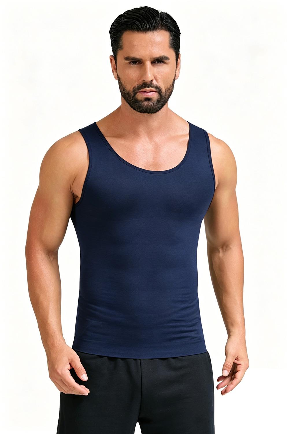 Mens Compression Shapewear Sleeveless Tummy Control Gym Fitness Soft Body Shaper Breathable Tank Top