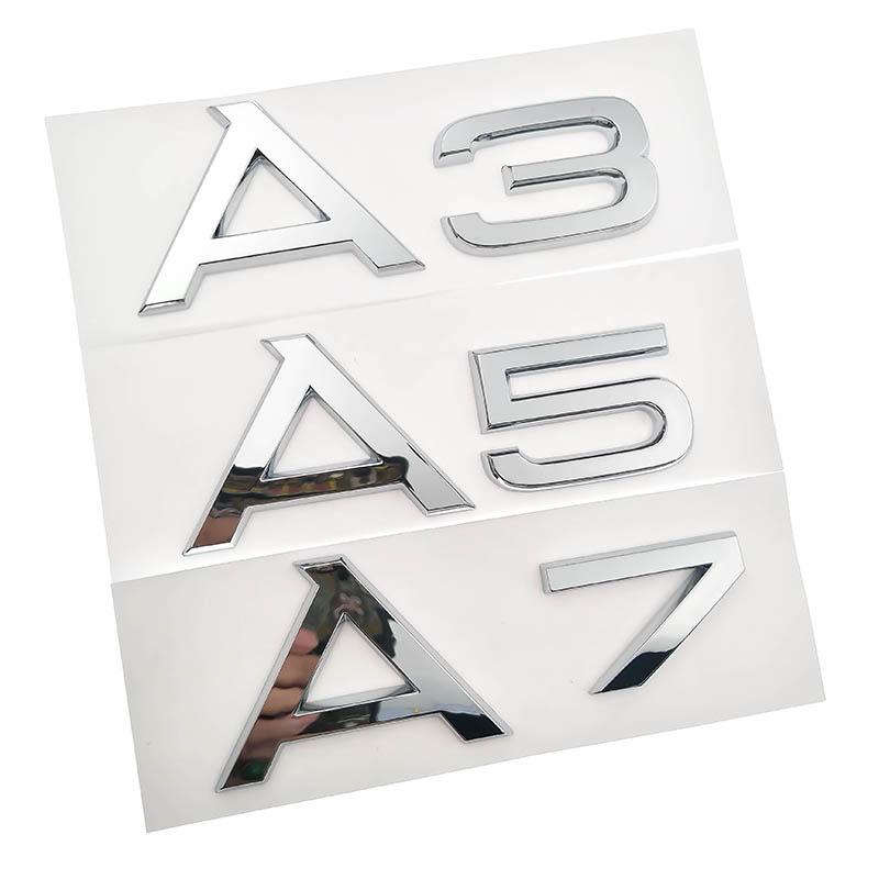 1.8T 2.0T 3.0T 3.2 3.6 4.2 A3 A5 A7 A4L A6L A8L Letter Number Chrome Emblem Car Trunk Discharge Capacity Badge Logo 3D Sticker