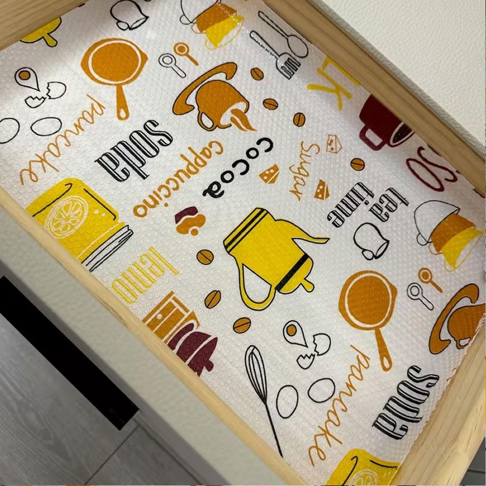 4pcs Shelf Liner, Multifunctional Drawer Liner, Cute Cartoon Printing, Non-Adhesive, Waterproof, Oil-Proof, for Wardrobe, Shoe Rack, Cabinet, Home Decor