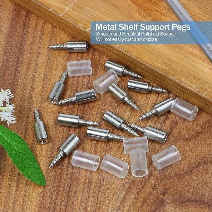 [20Counts] Shelf Support Pegs,Self-Tapping Screws,Shelf Pins with Non-Slip Sleeve,Fixed Support Self-Tapping Cross Screw,Cabinet Shelf Pegs for Kitchen Utensils,Bookcases and Wardrobes.