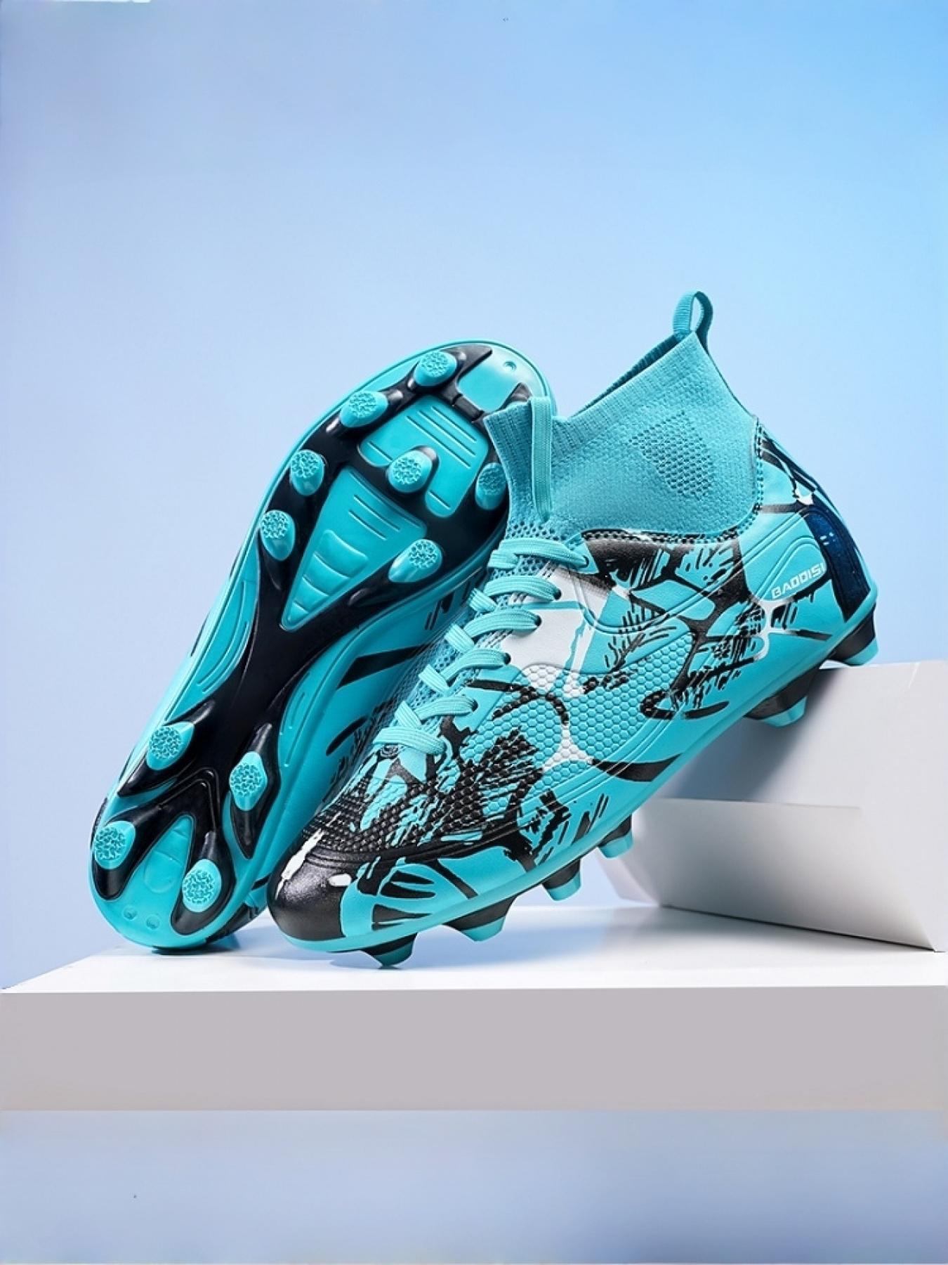 1 Pair Men's High Top Long Studs Football Shoes Heel Support Frame For Enhanced Stability Wear-Resistant Anti-Slip For Daily Training And Matches