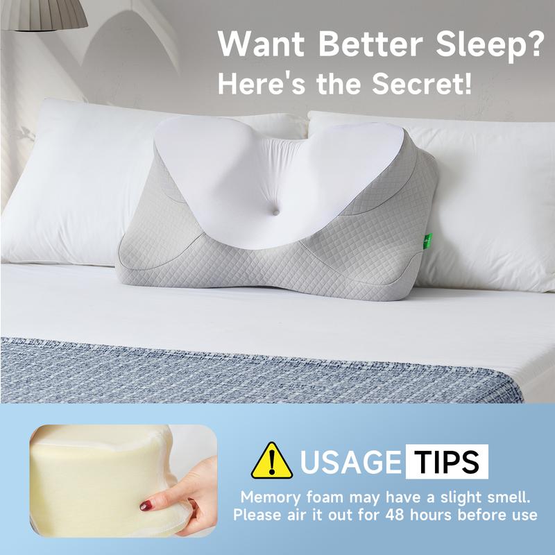 Z-HOM Cervical Memory Foam Pillow - Semi Wrapped Design for All Sleeping Positions - Soft Supportive & Breathable with Removable Washable Covers - Best Gift for Family & Friends - OEKO-TEX Certified