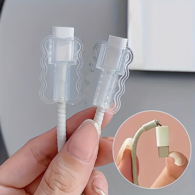 10pcs Wave-shaped cable protection set, equipped with TPU flexible and durable shell-anti-scratch and impact resistance, compatible with iPhone,-C/Lightning/-A cables, suitable for smartphones, tablets, laptops, game consoles-transparent protective cover
