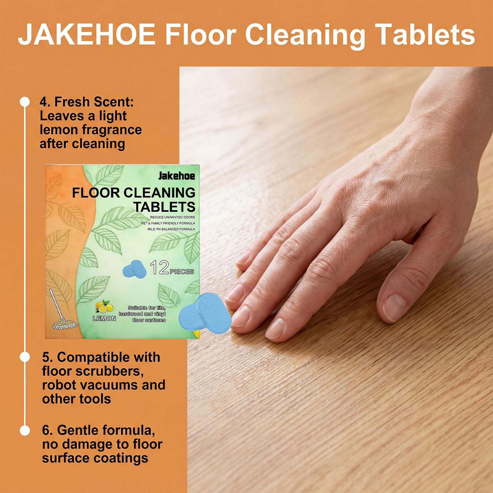 Floor Cleaning Tablets, 12 Pieces Per Pack, Tile Hardwood Floor Cleaner Stain Removal Fragrant Clean Shine Effervescent Tablets