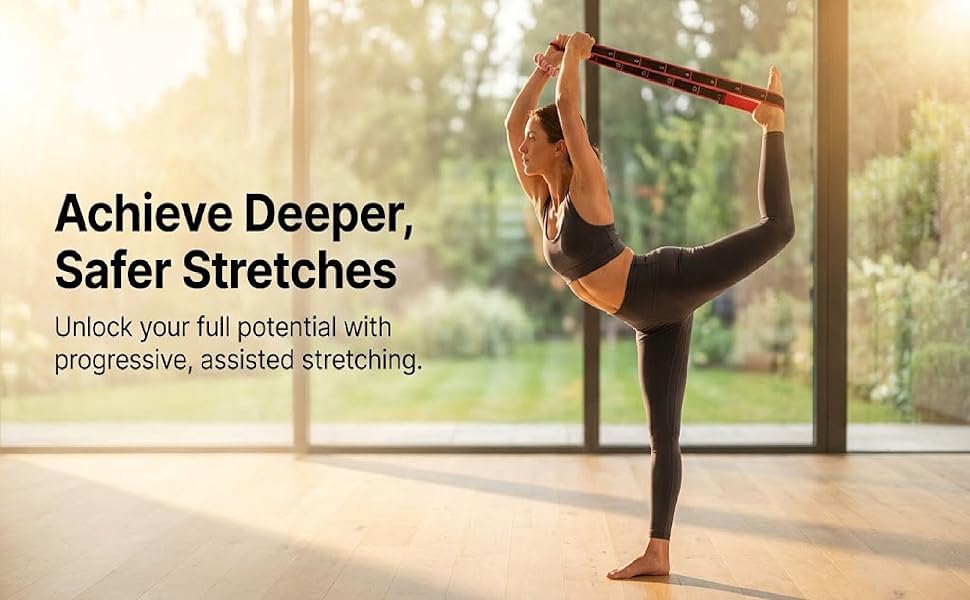 Multi-loop Yoga Stretch Strap with Numbers, Non-slip Fabric Resistance Band for Flexibility, Mobility & Home Workout