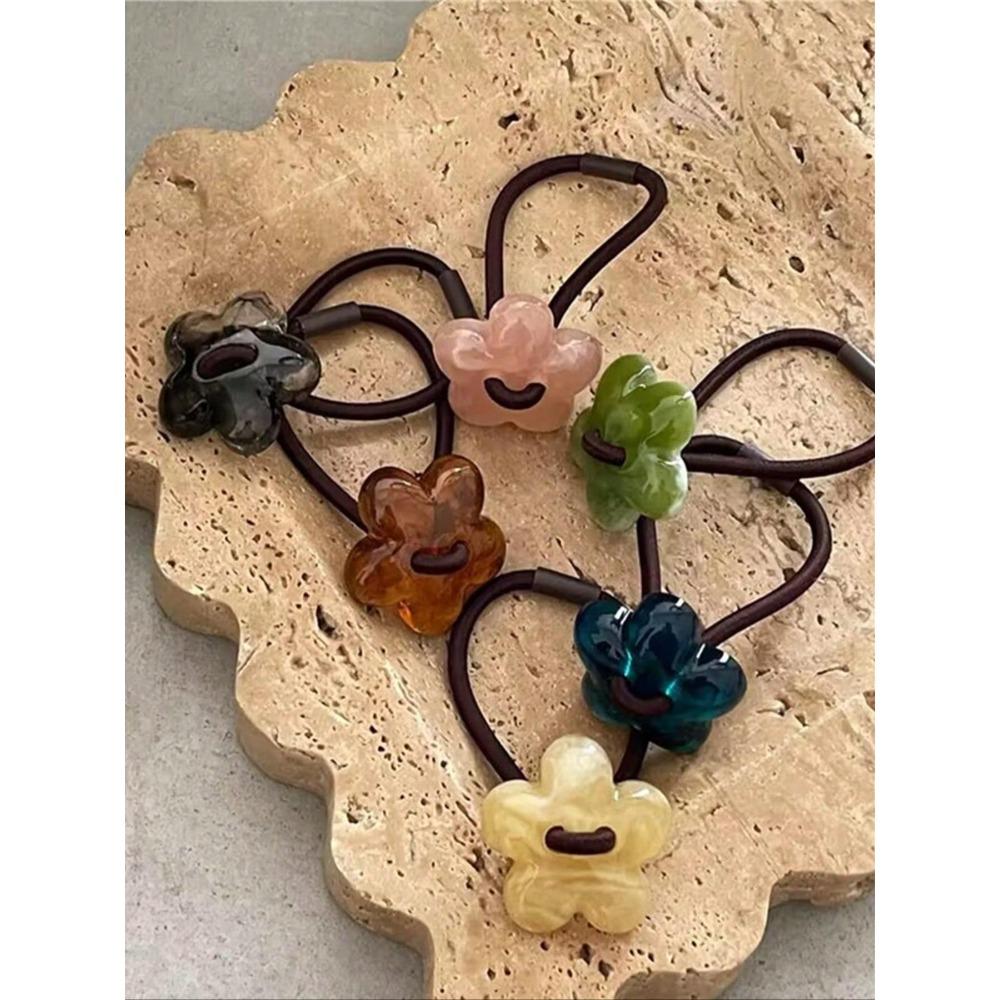 Cute Flower Decor Hair Ties Scrunchies | Colorful Minimalist Hair Accessories | Fashionable for Women Girls Thick Hair